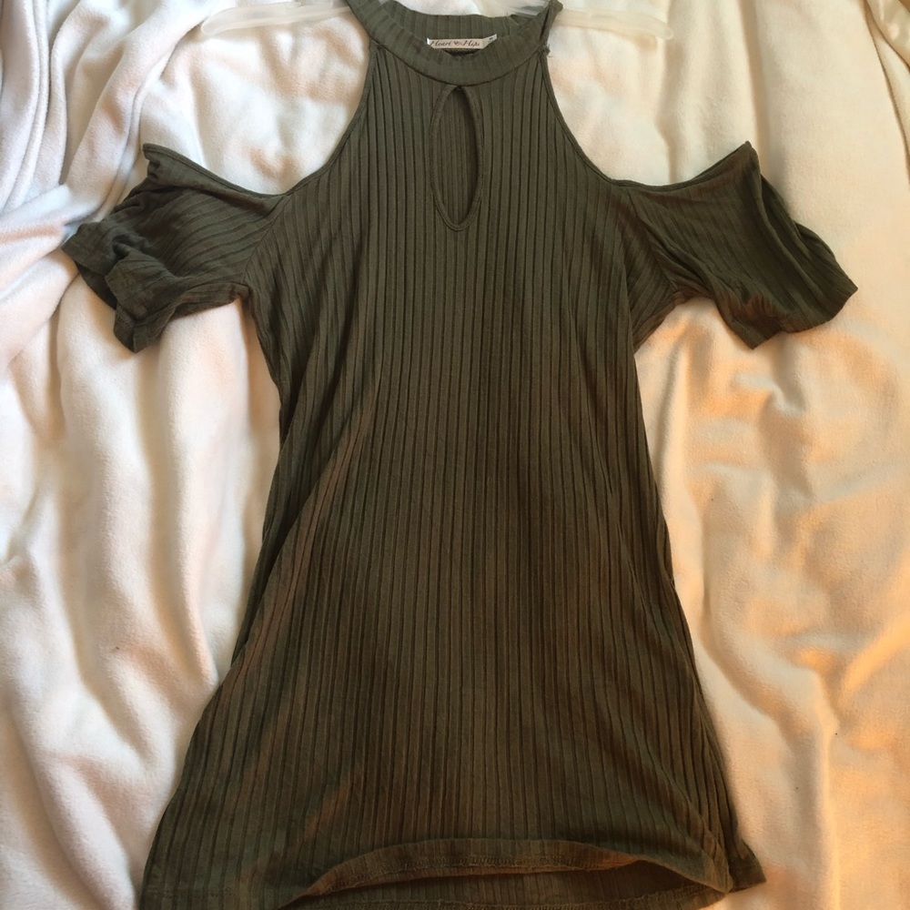 Green off the shoulder shirt